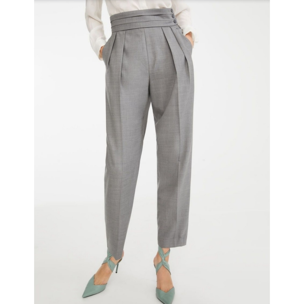 Max Mara Travola Wool Twill Pleated Pants Size 4